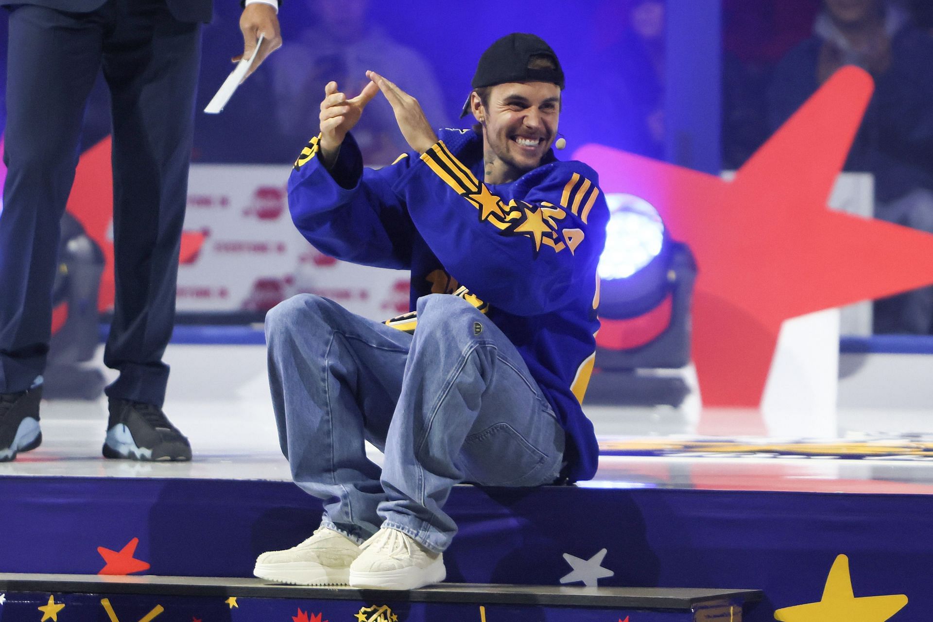 Singer Justin Bieber takes part in the draft during 2024 NHL All-Star Thursday at Scotiabank Arena on February 01, 2024 in Toronto, Ontario, Canada. (Photo by Bruce Bennett/Getty Images)